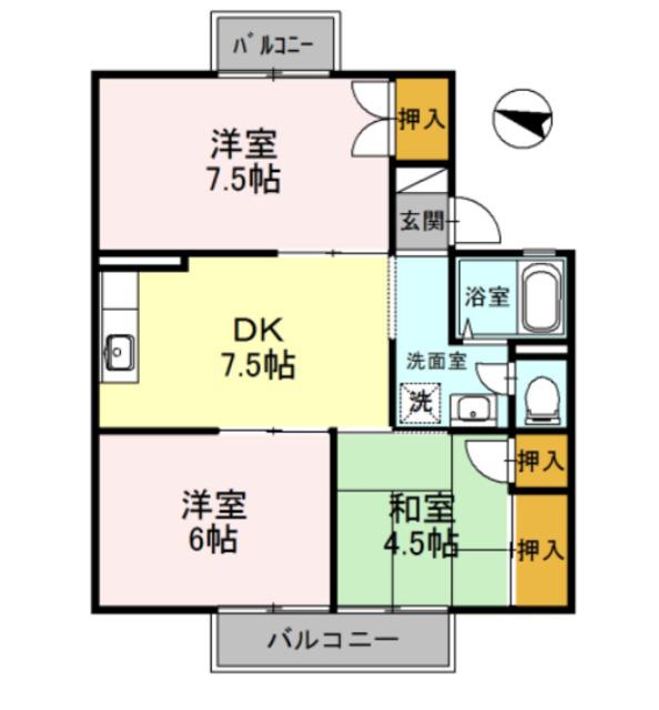 セジュール鳳(3DK/2階)の間取り写真