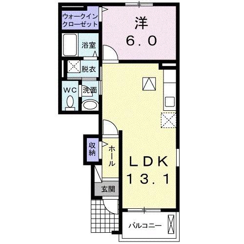 クレール聖徳A(1LDK/1階)の間取り写真
