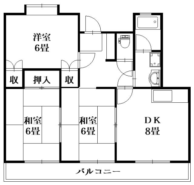サニーテラス(3DK/2階)の間取り写真