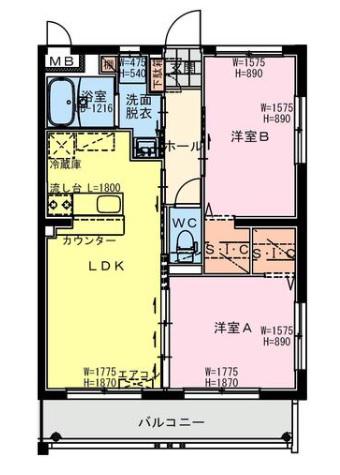 GREEN TERRACE TOSHIMI(2LDK/4階)の間取り写真