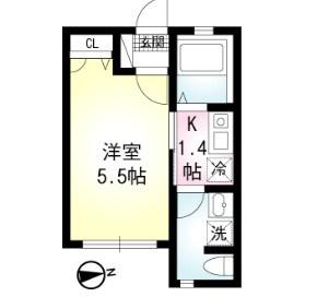 セキュリティヒルズ(1K/2階)の間取り写真