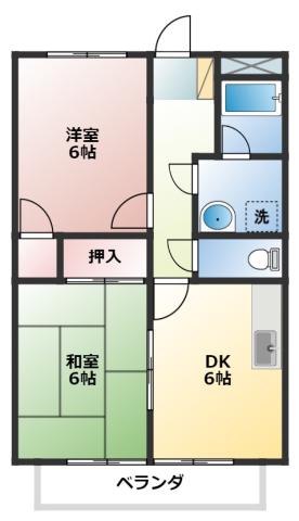 サープラスIIMIYABI(2DK/2階)の間取り写真