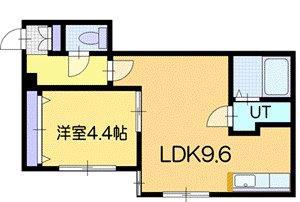 レジデンス南郷通16丁目北 B(1LDK/3階)の間取り写真