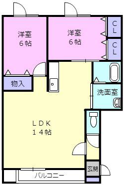 プレシャスビレッジII(2LDK/2階)の間取り写真