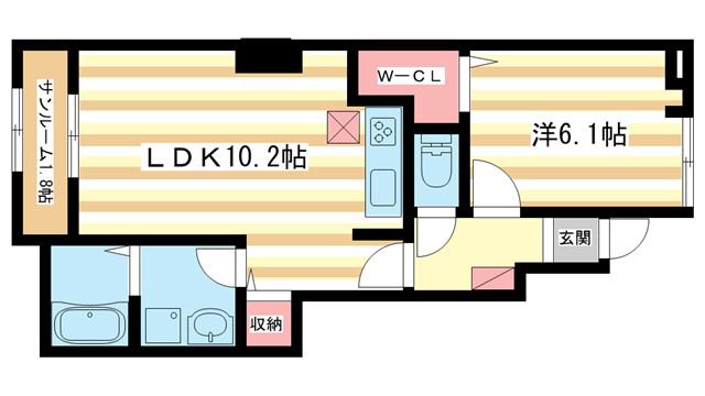 カーサセレノ(1LDK/1階)の間取り写真