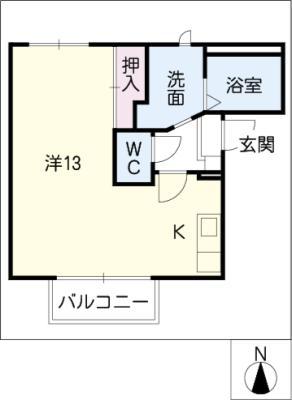 エクセルなるみB棟(ワンルーム/1階)の間取り写真