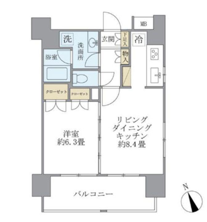 エコロジー白山レジデンス(1LDK/10階)の間取り写真
