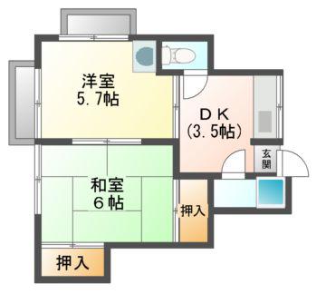 すずらんハウス一番館(2K/2階)の間取り写真
