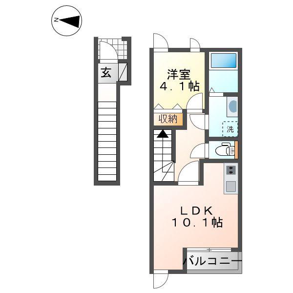 CASA美輪II(1LDK/2階)の間取り写真