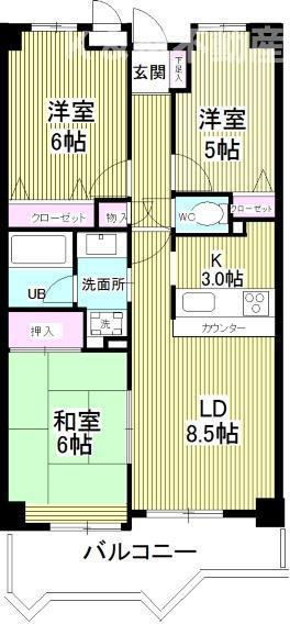 インシュランスビル12(3LDK/2階)の間取り写真