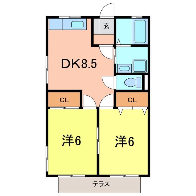 キャッスルパーク(2DK/2階)の間取り写真