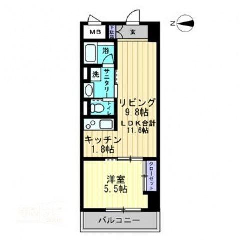 アルファレガロ中央町(1LDK/10階)の間取り写真