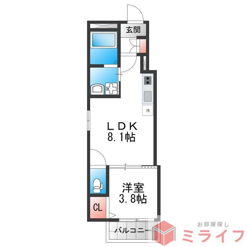 YUMAISON ウエスト(1LDK/2階)の間取り写真