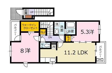 サニーウェル ヴィラ(2LDK/2階)の間取り写真