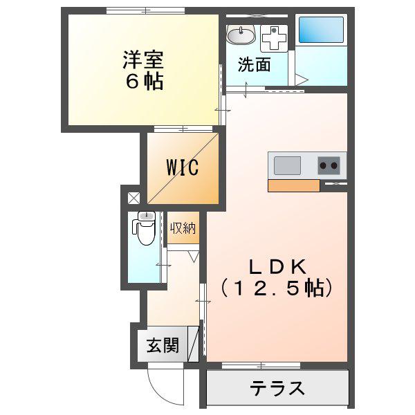 クレスト コート(1LDK/1階)の間取り写真