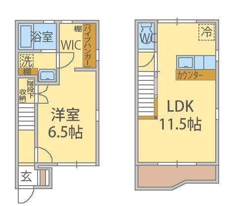 ユーティーハイツ(1LDK/1階)の間取り写真