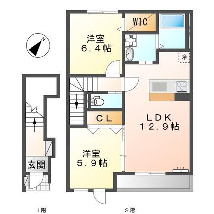 LUXE TRES(2LDK/2階)の間取り写真