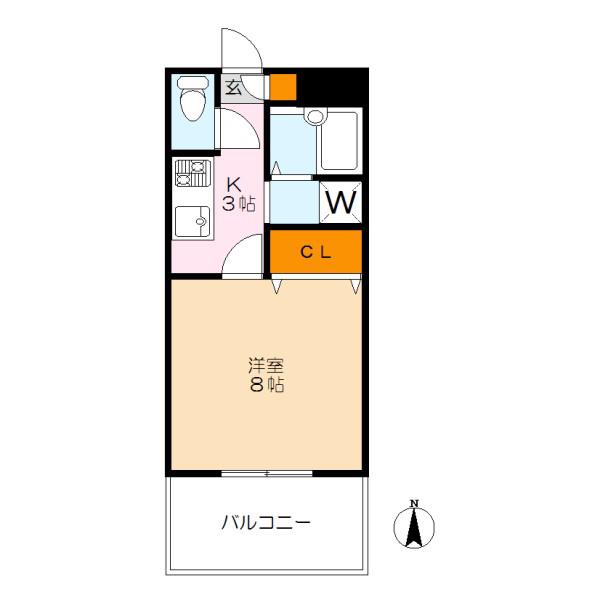 富岡ビル(1K/3階)の間取り写真