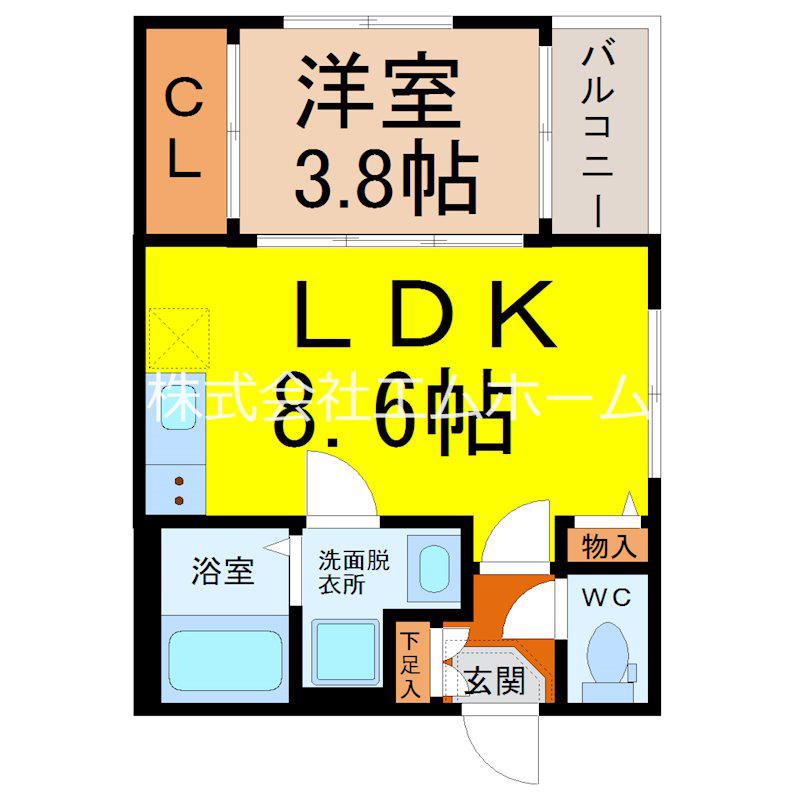 シャトーシャンパーニュ十王町(1LDK/3階)の間取り写真