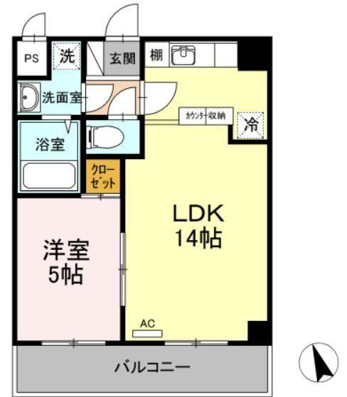 グランヴェールHIRO(1LDK/3階)の間取り写真
