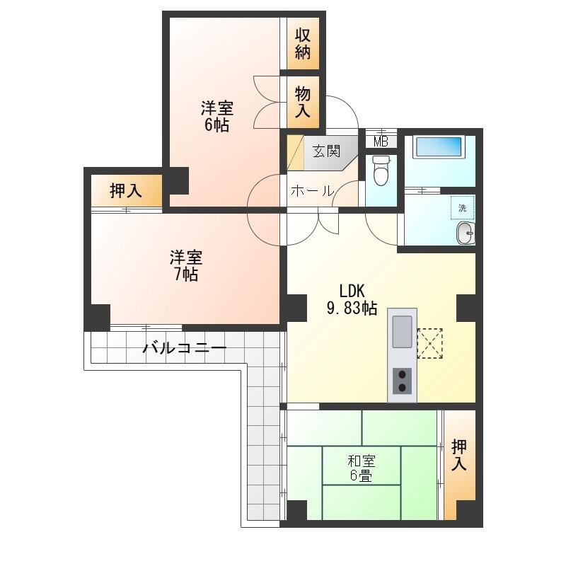 GRAN ESTA.天王寺II(3LDK/2階)の間取り写真