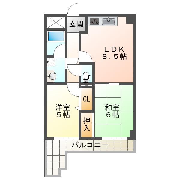 ルミエール星が丘(2LDK/3階)の間取り写真