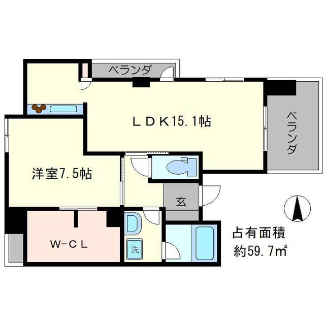 ザ京都レジデンス岡崎神宮(1LDK/2階)の間取り写真