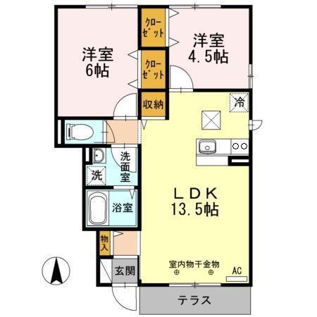 ネバーマインドI・II(2LDK/1階)の間取り写真