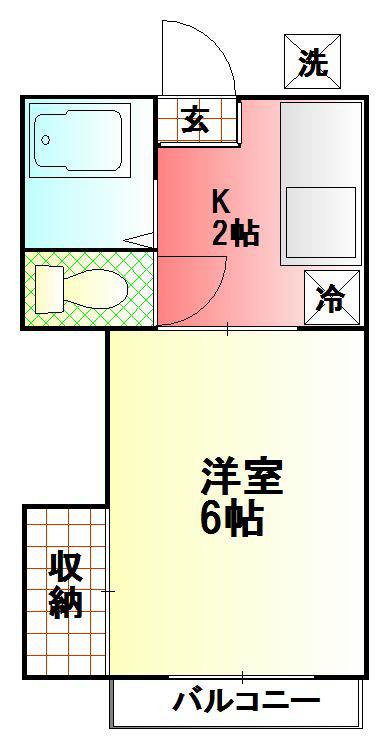 第2グリーンハウス(1K/2階)の間取り写真