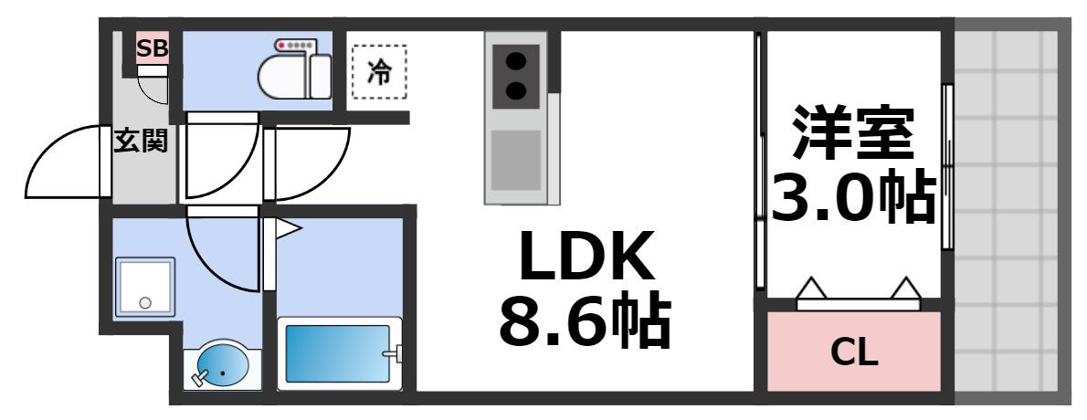 AILE東中浜(1LDK/2階)の間取り写真