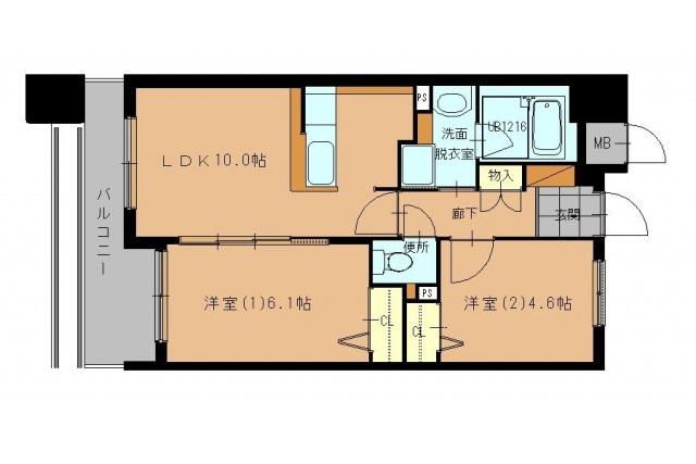 アーバンライフ白島(2LDK/5階)の間取り写真