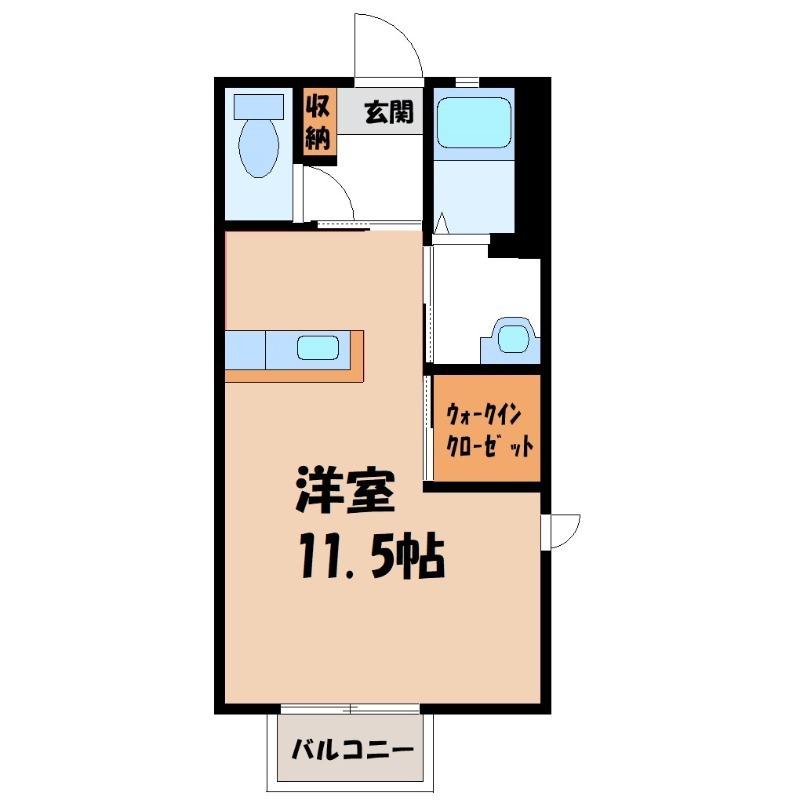 グランパルテールA(ワンルーム/2階)の間取り写真