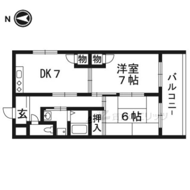 HACHIBUSE高槻(2DK/4階)の間取り写真