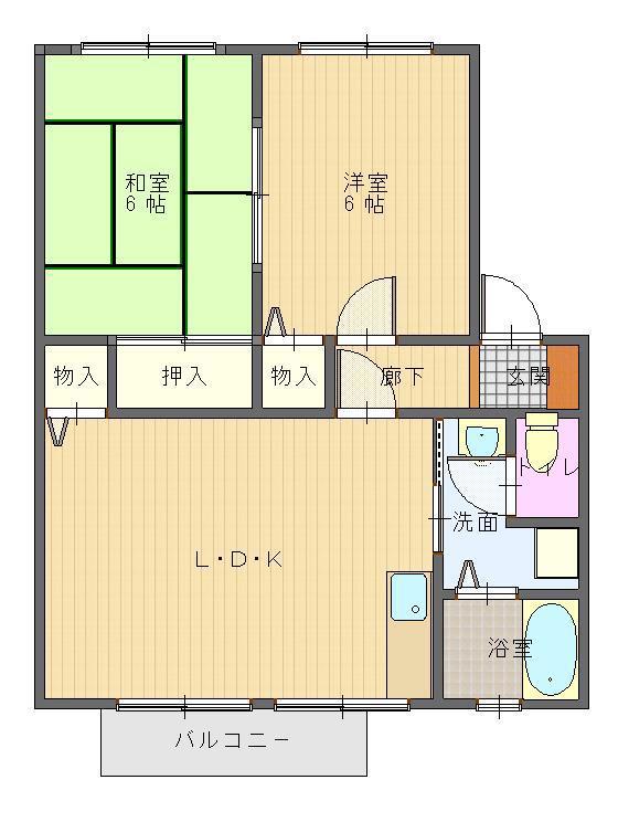 メゾンエメロードA棟(2LDK/2階)の間取り写真
