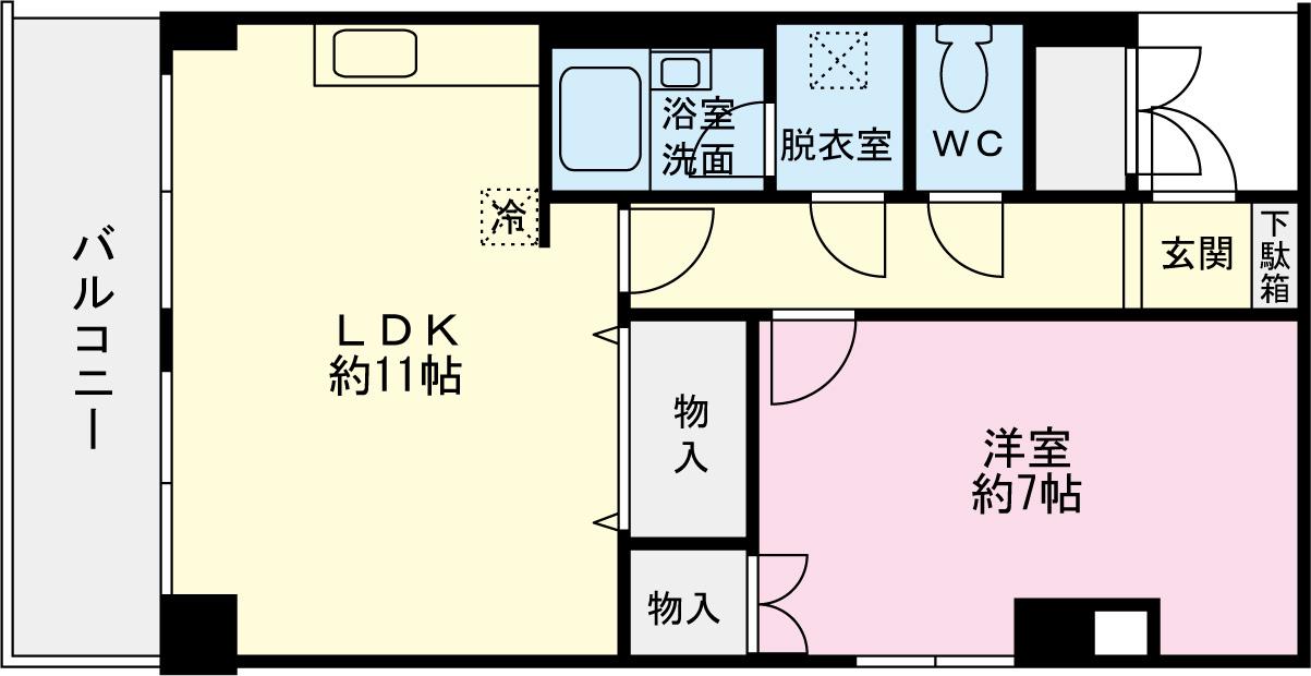 アイカビル(1LDK/2階)の間取り写真