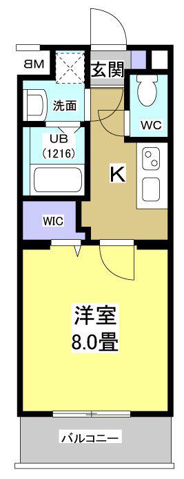ブリアージュ豊田町駅(1K/2階)の間取り写真