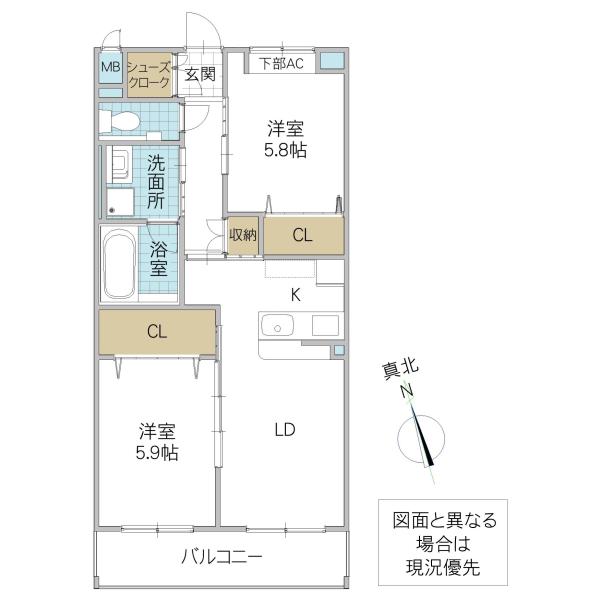 SYマンション(2LDK/3階)の間取り写真
