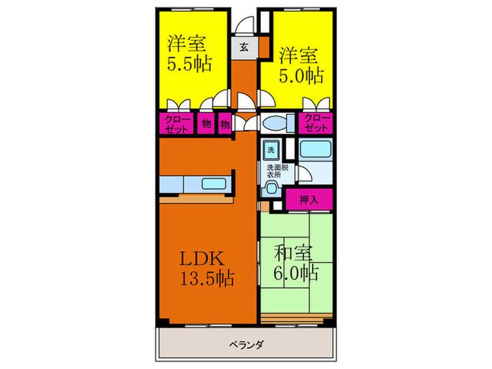 ゼンコーコーポラス8番館(3LDK/1階)の間取り写真