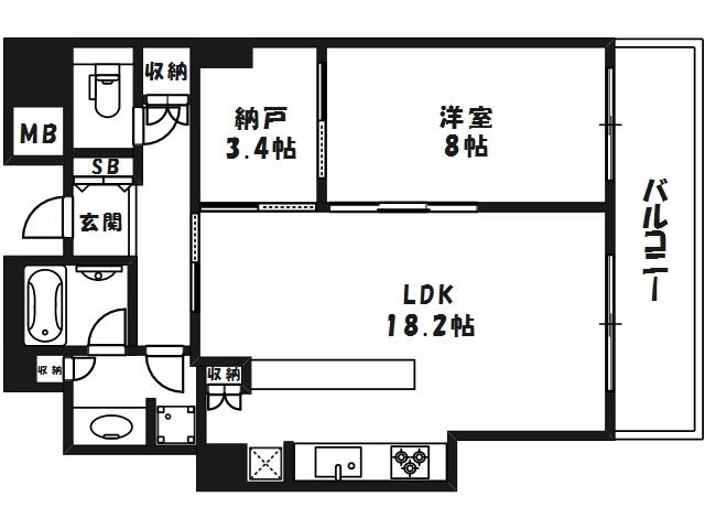 N4 タワー(1SLDK/21階)の間取り写真