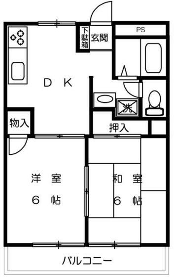 ベルメゾン鈴木(2DK/3階)の間取り写真