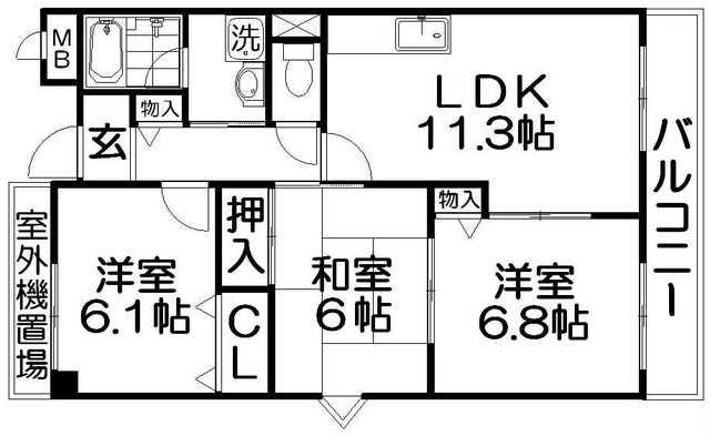 プリマべーラ(3LDK/4階)の間取り写真