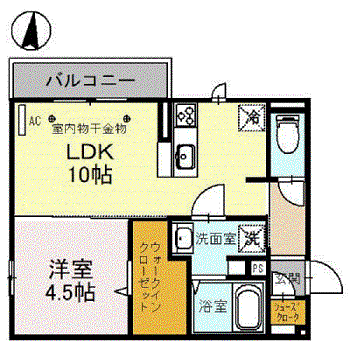 RICHE (1LDK/2階)の間取り写真