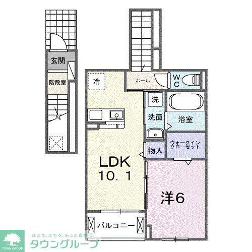 フランシーズコート行田(1LDK/2階)の間取り写真