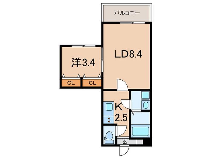 アプローズ加古川(1LDK/2階)の間取り写真