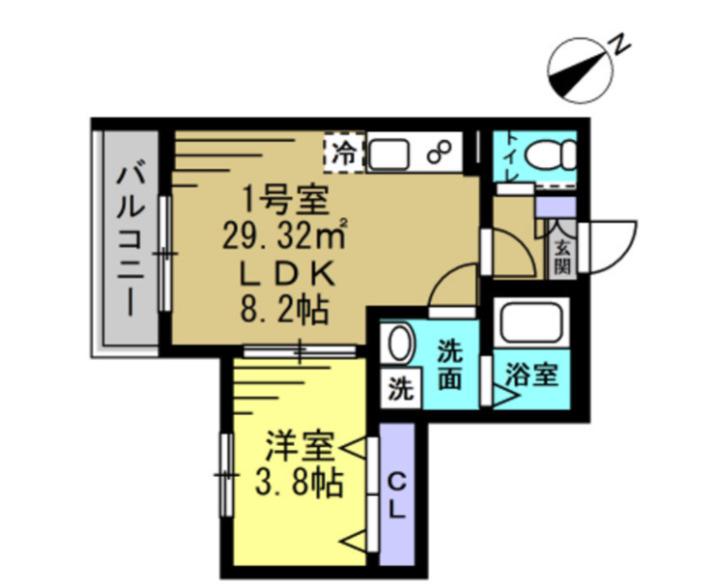 エイチディー南柏(1LDK/2階)の間取り写真