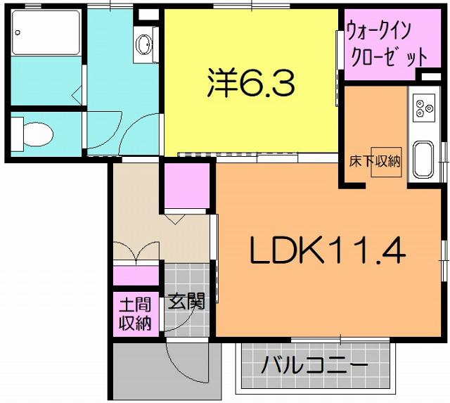 カーサ ケイ(1LDK/1階)の間取り写真