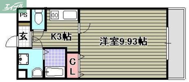 サンレック桑田町(1K/6階)の間取り写真