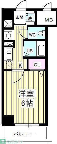 芝コーポ三号館(1K/6階)の間取り写真