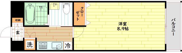 レジデンス京橋スクエア(1K/10階)の間取り写真