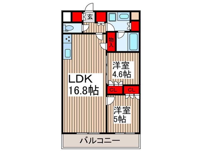 パークアクシス市川(2LDK/8階)の間取り写真